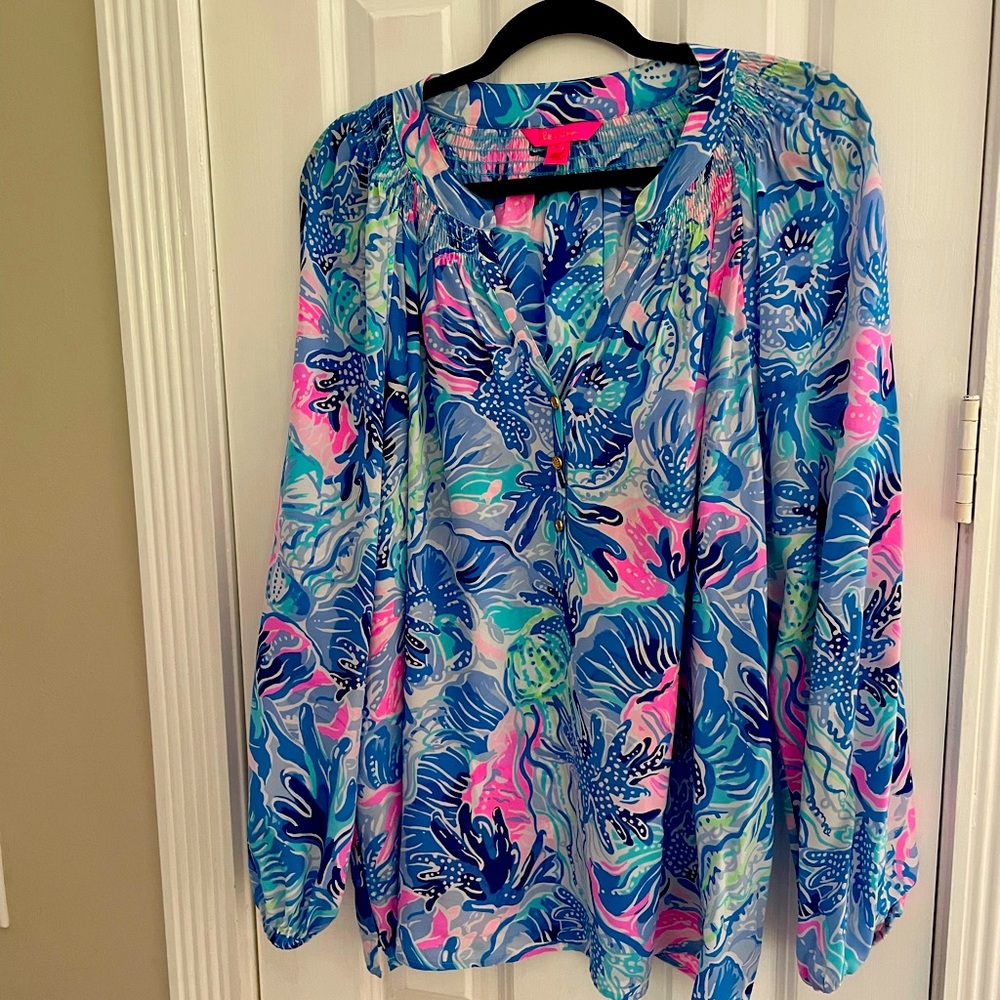Lilly Pulitzer Elsa Top Saltwater Blue Shade Seekers XL